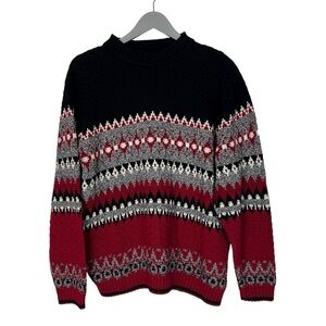 Vintage Mens Jantzen Sport Red & Black Geometric Sweater Medium gender neutral